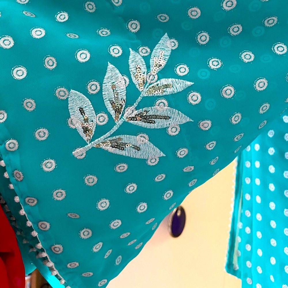 Blue embroidered Indian saree